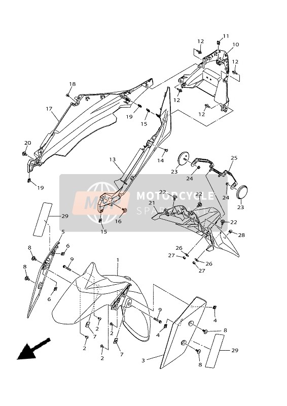 Yamaha XMAX 300 2021 Spatbord voor een 2021 Yamaha XMAX 300